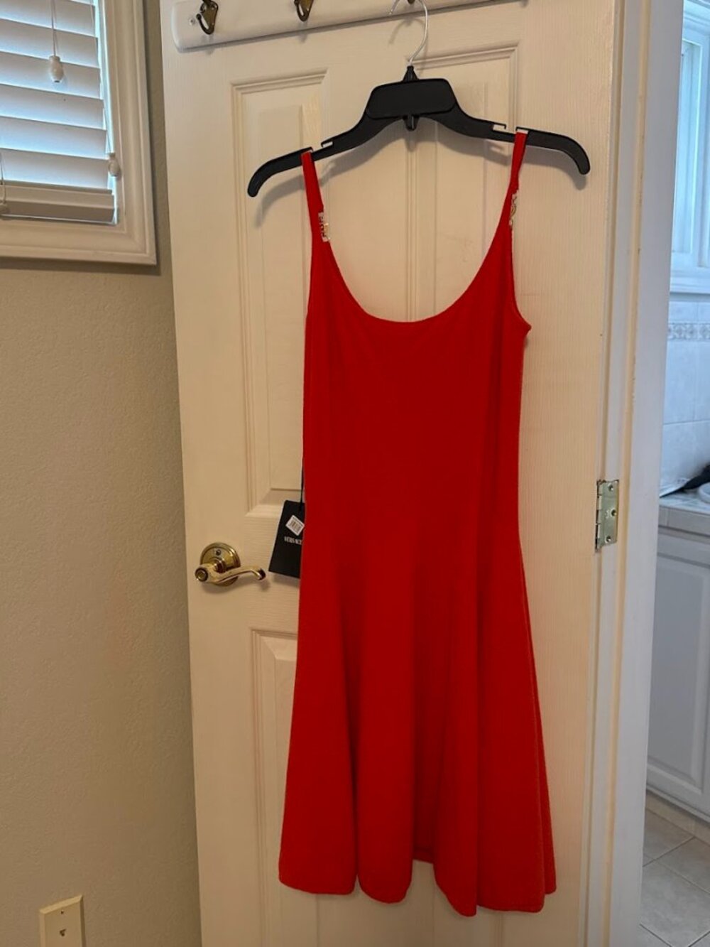 Versace Medusa '95 Chenille Fit & Flare Dress in Scarlet
